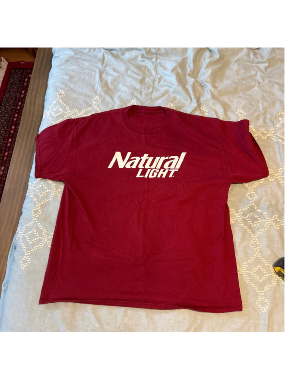 Men's Natural Light Short Sleeve T-Shirt Red White Size XL